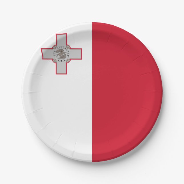 Malta (Maltese) Flag Paper Plate (Front)