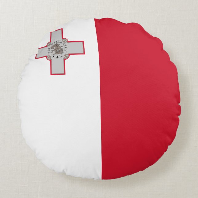Malta (Maltese) Flag Round Pillow (Front)