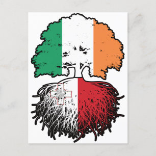 Malta Maltese Irish Ireland Tree Roots Flag Postcard