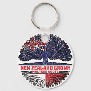 Malta Maltese New Zealander New Zealand Tree Roots Keychain