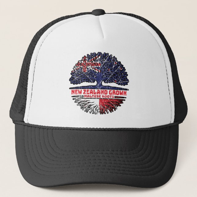 Malta Maltese New Zealander New Zealand Tree Roots Trucker Hat (Front)