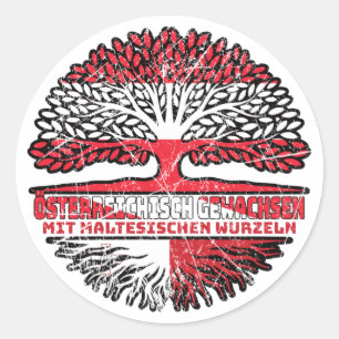 Malta Maltesisch Österreichisch Österreich Baum Classic Round Sticker