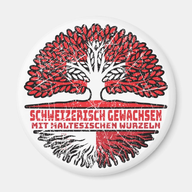 Malta Maltesisch Schweizer Schweiz Baum Wurzel Magnet (Front)