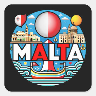 Malta Mediterranean Island Nation Square Sticker