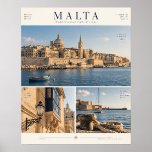 Malta Mediterranean Travel Photography Collage Poster
