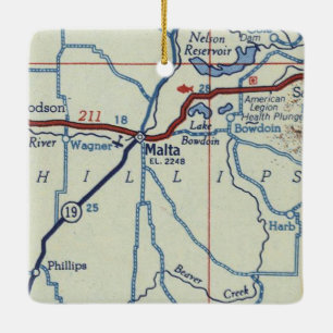 Malta Montana Vintage Map Ceramic Ornament