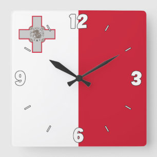 Malta National Flag Patriotic Square Wall Clock