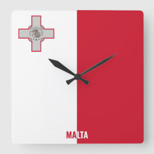 Malta National Flag Patriotic Square Wall Clock
