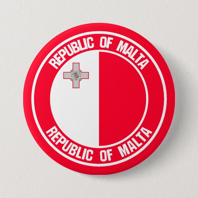 Malta Round Emblem 3 Inch Round Button (Front)
