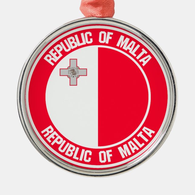 Malta Round Emblem Metal Ornament (Front)