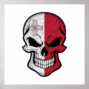 Malta Smiling Skull Flag  Poster