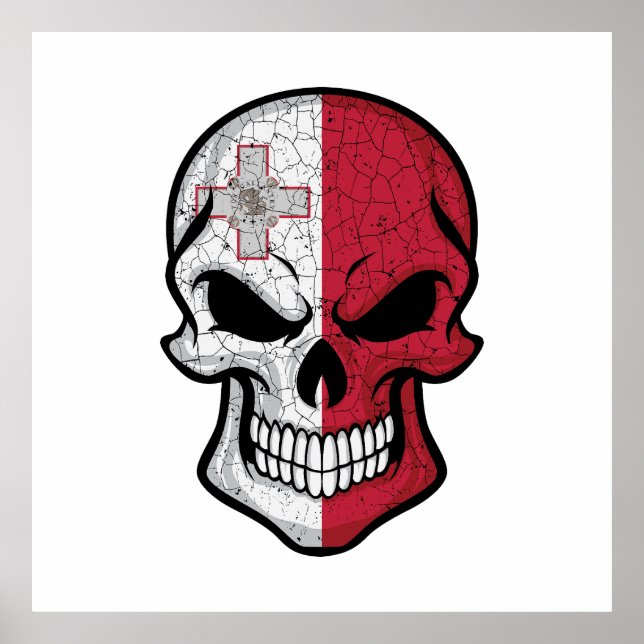 Malta Smiling Skull Flag  Poster (Front)