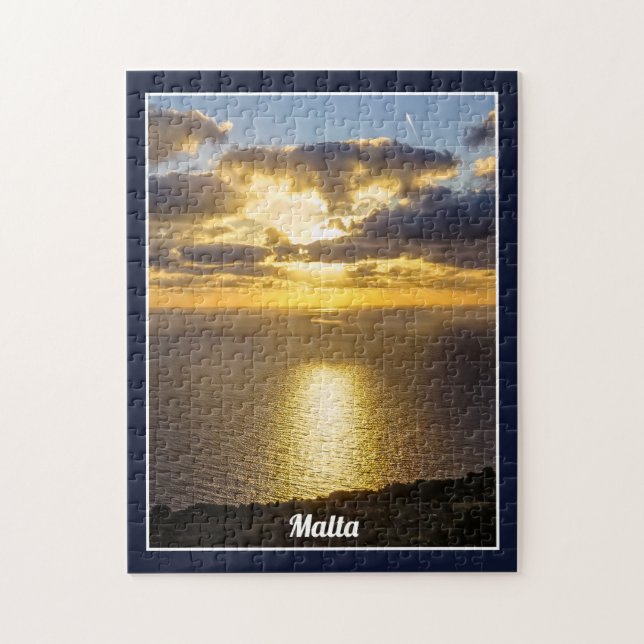 Malta Sunset Over Mediterranean Sea Island Jigsaw Puzzle (Vertical)