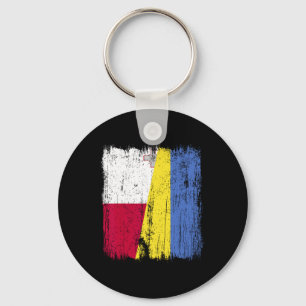 Malta Ukraine Half Flag Maltese Ukrainian Heritage Keychain