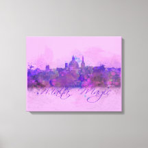 Malta Valletta Violet Coastline Watercolor