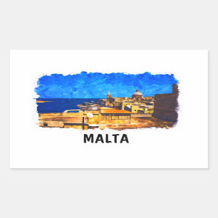 Malta Valletta Watercolor Vintage Travel Sticker