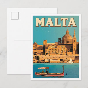 Malta Vintage Art Travel Postcard