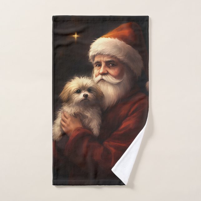 Maltais avec Noël Festif du Père Noël (Serviette à main)