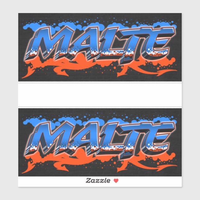 Malte First Name Graffiti Sticker (Sheet)