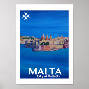 Malte Ville de La Valette Poster Retro