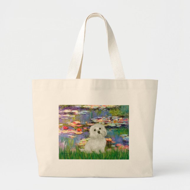 Maltese 11 - Lilies 2 Large Tote Bag (Front)