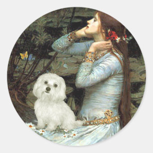 Maltese 11 - Ophelia Seated Classic Round Sticker