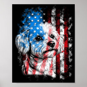 Maltese 4th of July Dog Lover Men Women American Poster