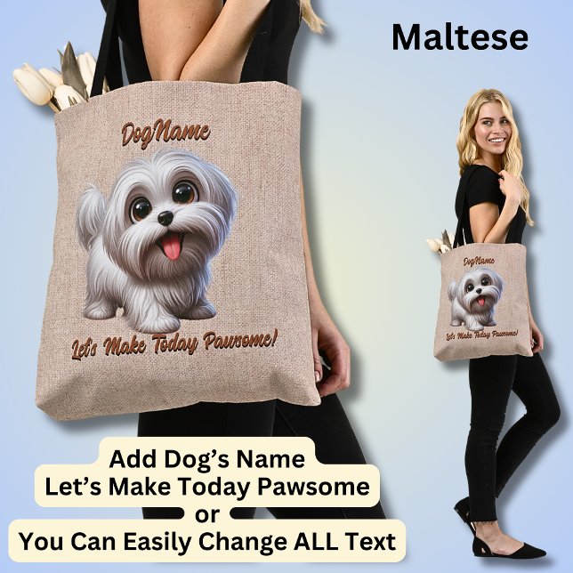Maltese - Add Dog's Name, Change Text Tote Bag (Creator Uploaded)