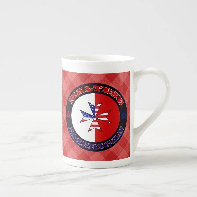 Maltese American Cross Ensign   Bone China Mug (Right)
