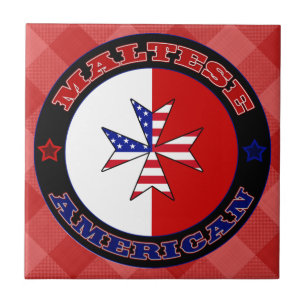 Maltese American Cross Ensign Ceramic Tile