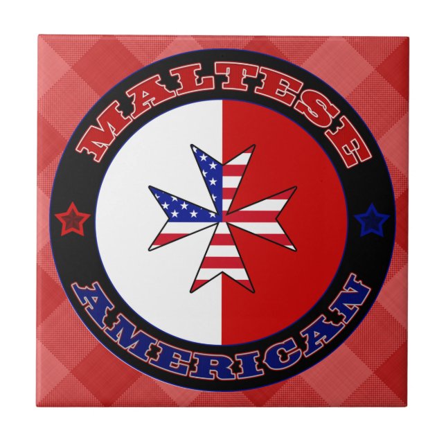 Maltese American Cross Ensign Ceramic Tile (Front)