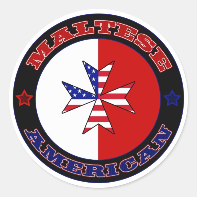 Maltese American Cross Ensign Classic Round Sticker (Front)