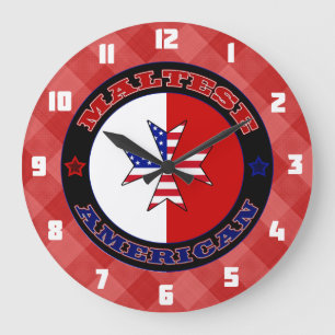 Maltese American Cross Ensign Clock