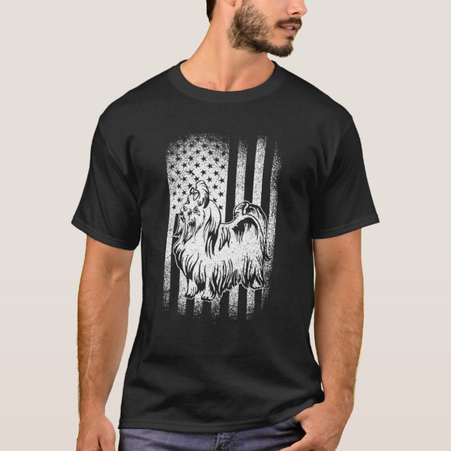 Maltese American Flag Dog Dad Dog Mom T-Shirt (Front)