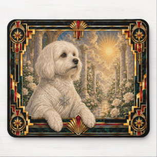 Maltese, Art Deco Dog Mouse Pad