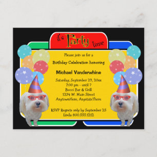 Maltese Birthday Barker Invitation
