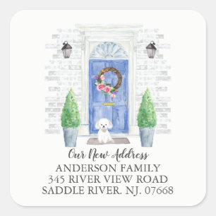 Maltese Blue Door New Address Label Sticker