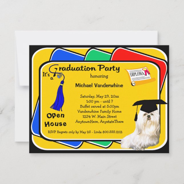 Maltese Blue Graduation Party Invitation (Front)