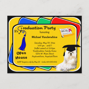 Maltese Blue Graduation Party Invitation