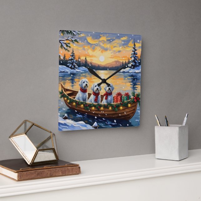 Maltese Christmas Boat Holiday Square Wall Clock (Office)