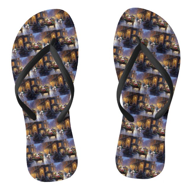 Maltese Christmas Festive Season Flip Flops (Footbed)