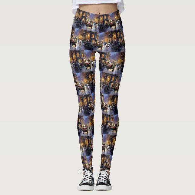 Maltese Christmas Festive Season Leggings (Front)