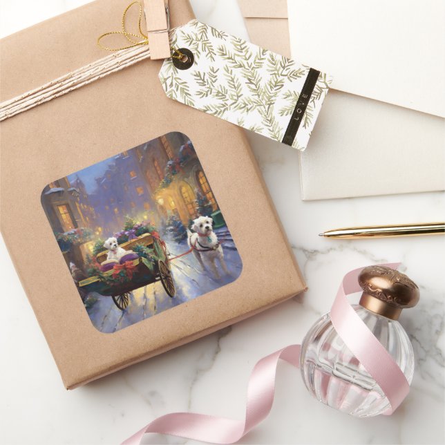 Maltese Christmas Festive Season Square Sticker (Gifting)