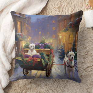 Maltese Christmas Festive Season Throw Pillow
