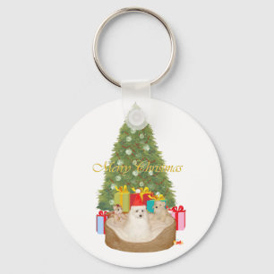 Maltese Christmas Keychain