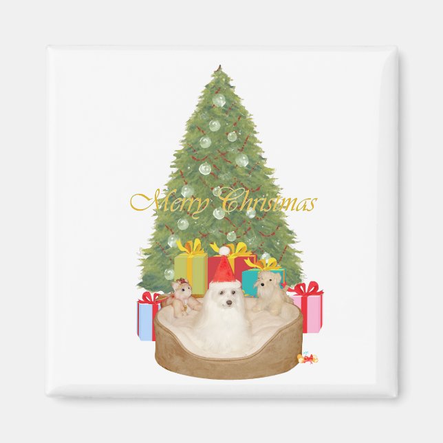 Maltese Christmas Magnet (Front)