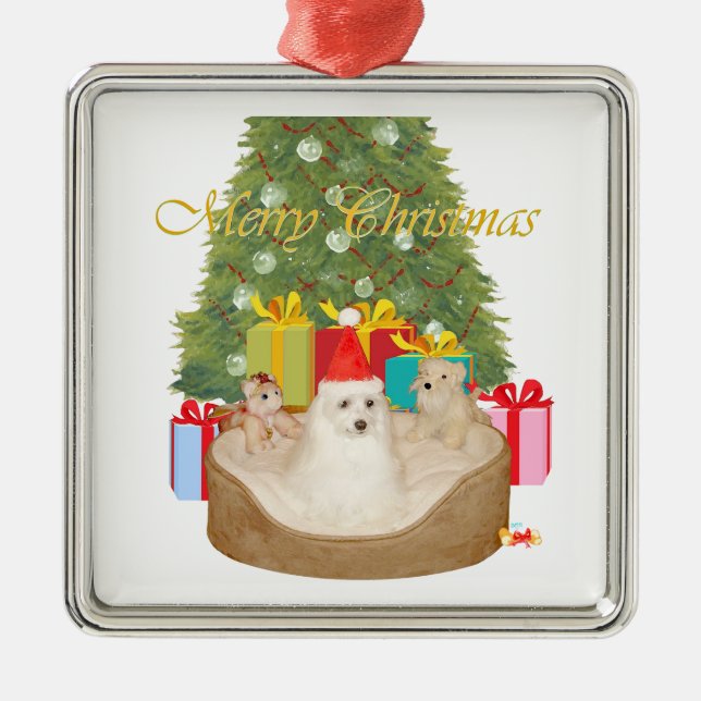Maltese Christmas Metal Ornament (Front)