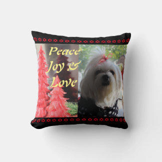 Maltese Christmas Red Throw Pillow