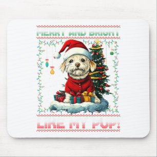 Maltese Christmas Tree Lights Decorations Dog Love Mouse Pad