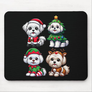 Maltese Christmas Tree Santa Elf Costume Dog 1 Mouse Pad